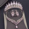 Wunderschöne Kristall Hochzeitskleid Krone Braut Halskette Sets für Frauen Brautschmuck Set Ohrringe Party Tiaras Schmucksets