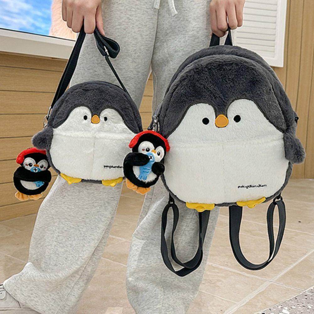 Kawaii Penguin Plush Crossbody Bag Adorable Animal Shoulder Bag Casual Soft Seal Backpack  Children