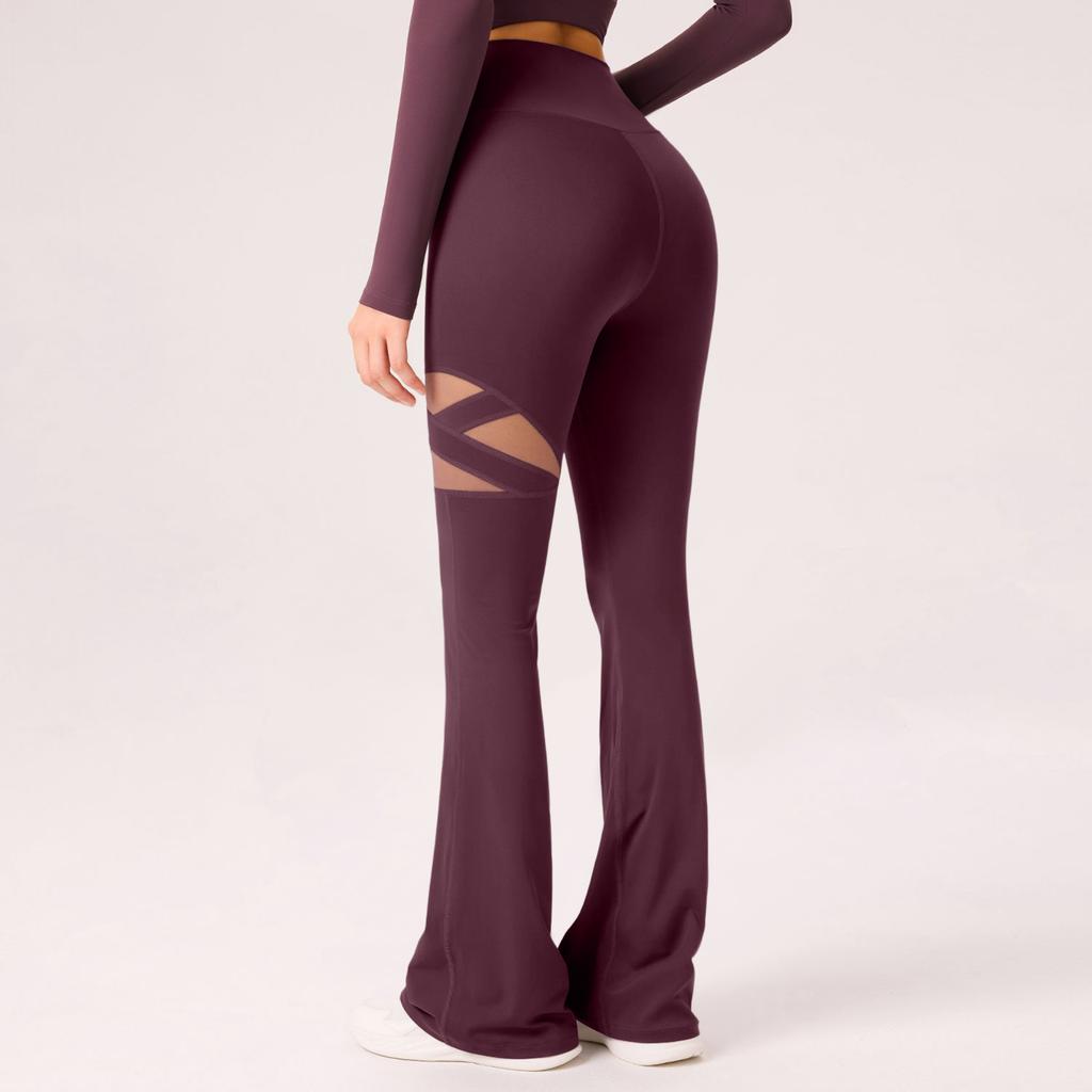 Women's High-Waisted Butt-Lifting Slightly Flared Openwork Breathable Slimming Yoga Leggings