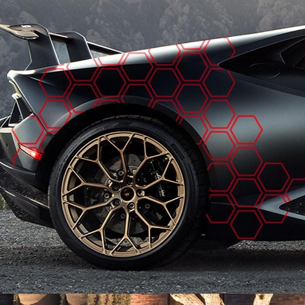 10Pcs Set 3D Honeycomb Car Sticker Vinyl Material Body Decor Sticker for Headlamp Decoration