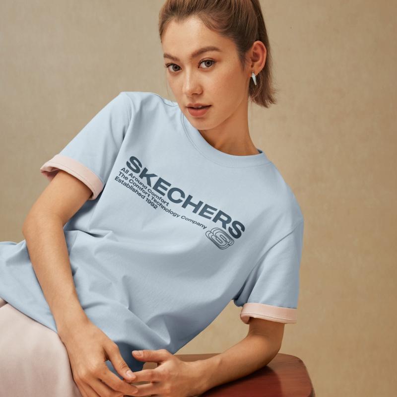 Skechers Knitted Round Neck Loose Fit Short Sleeve T-Shirt Unisex tops L226U065-026P