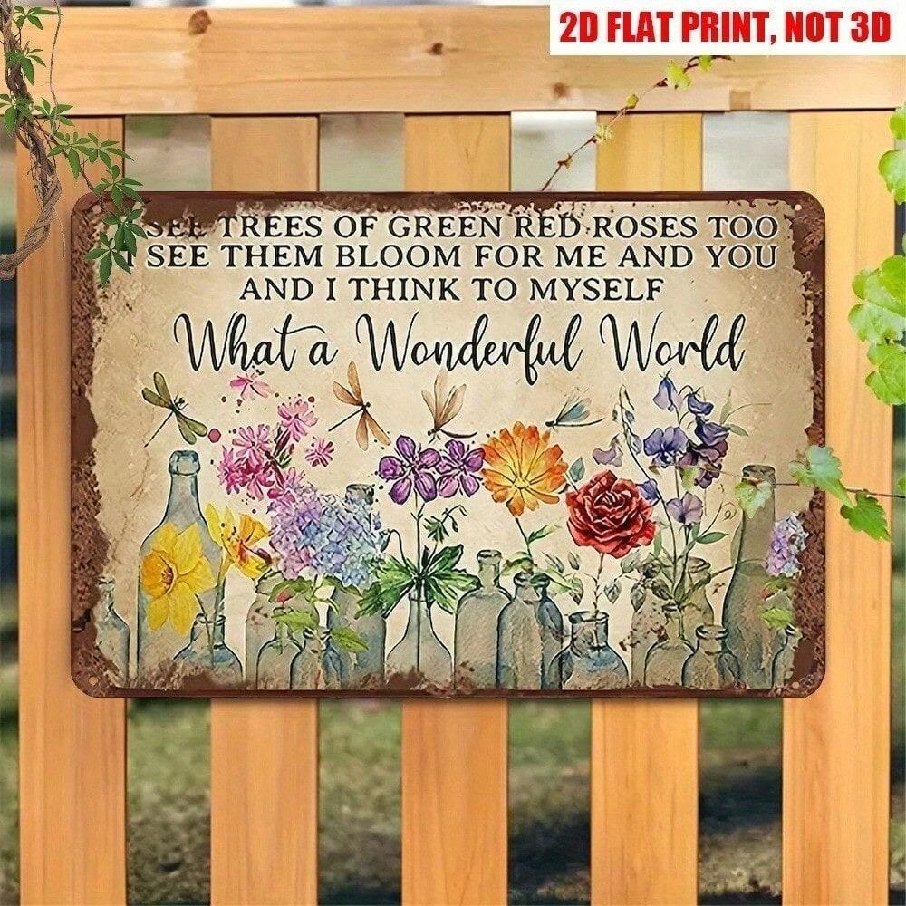Metal Wall Art Poster Flowers Garden Louis Armstrong for Living Room