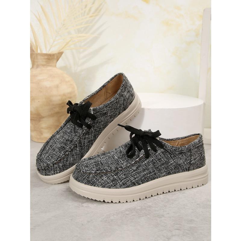 Lace-up Sneakers Women's Fall 2025 New Plus-size Platform Comfortable Canvas Shoes