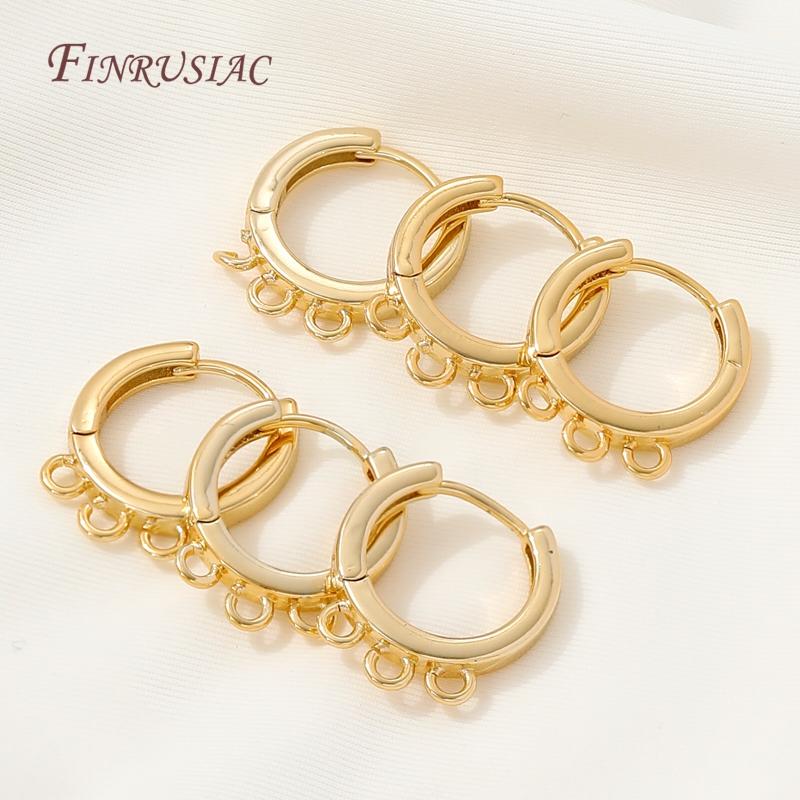 14K Gold Plated Brass Leverback Hoop Earrings with Loops,Multi/Single Open Loop Earring Connectors,DIY Jewelry Making Findings