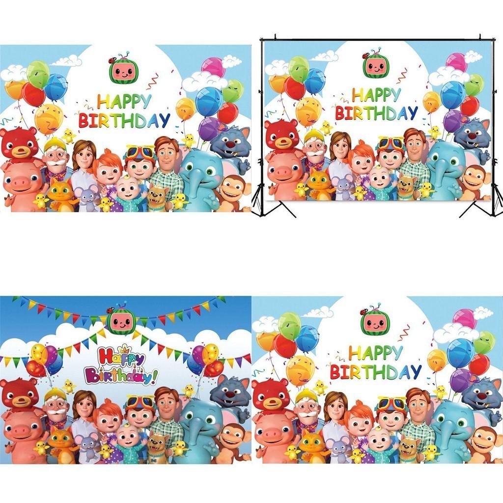 Cocomelon Family Photography Backdrops With Bright Colors For Party Decoration 120*80cm