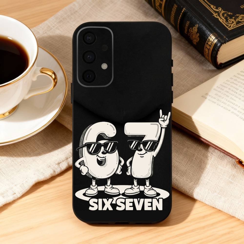 67 S-Six S-Seven Phone Case For Samsung Galaxy A73,A72,A71,A70,A53,A52,A51,Soft Silicone Black Cover
