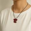 Cool Bowknot Pendant Necklace Sweet Clavicle Chain Creative Leather Rope Necklace  Y2K Party