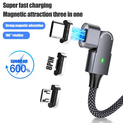 Obrotowy magnetyczny kabel ładujący Mocny oszczędzający czas Adsorpcja magnetyczna Wygodna dla linii danych dla iPhone'a Huawei
