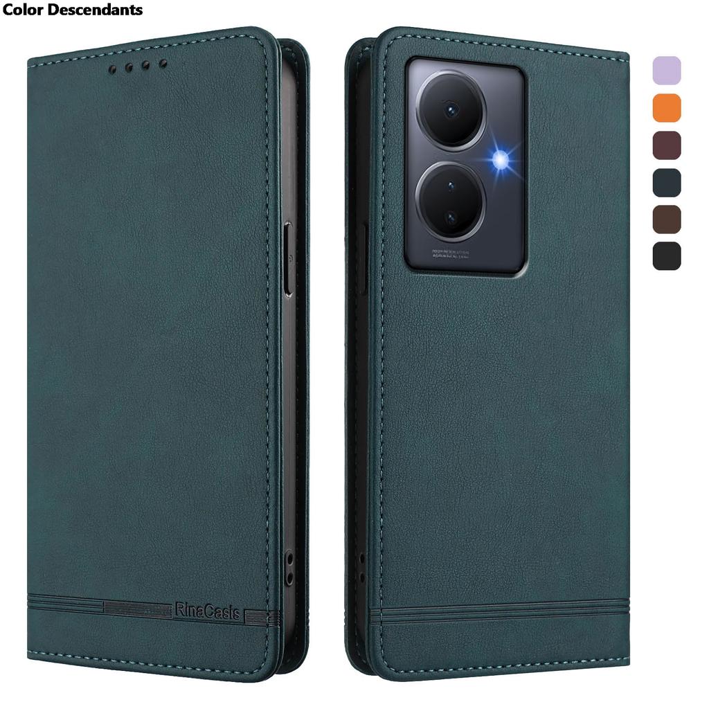 Luxury Leather Case On For Vivo Y78 Plus Y76 Y28S Y22 Y21 Y17S Y36 Y35 Y33S Y28 Y16 Y15 Y12 Magnetic Flip Wallet Phone Bag Cover