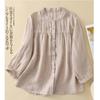 Ethnic style cotton and linen seven-quarter-sleeved shirt women's spring summer loose and thin casual cotton and linen cardigan top