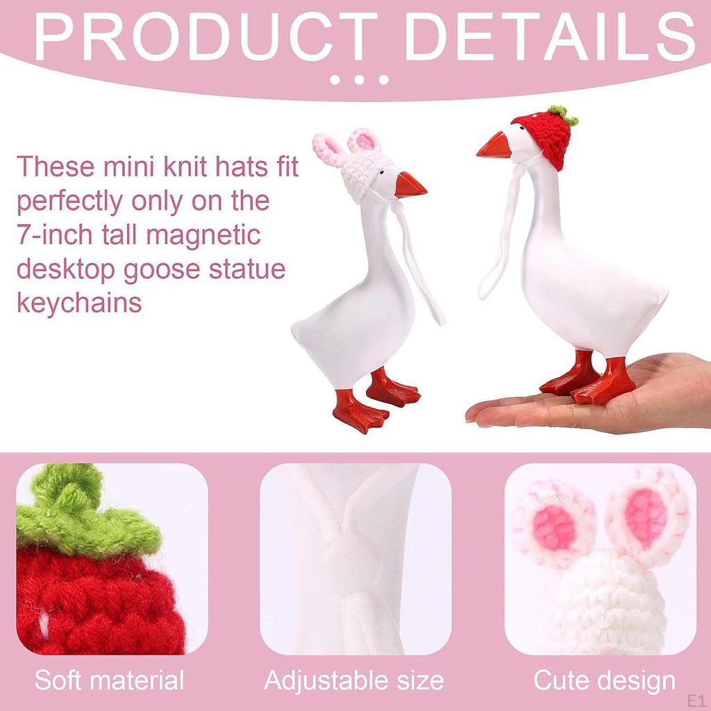 6x Mini pletené čepičky Stoleček Husí oblečky Sezónní dekorace Doplňky Veranda Vtipný nastavitelný popruh