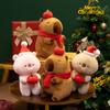 24cm Cartoon Cute Christmas Capybara Plush Doll Pillow Apple Santa Claus Capybara Plush Toy Home Decoration Gift For Children