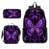 Set Zaino Scolastico con Fantasia Farfalle in Tessuto Oxford Leggero per Studenti Elementari