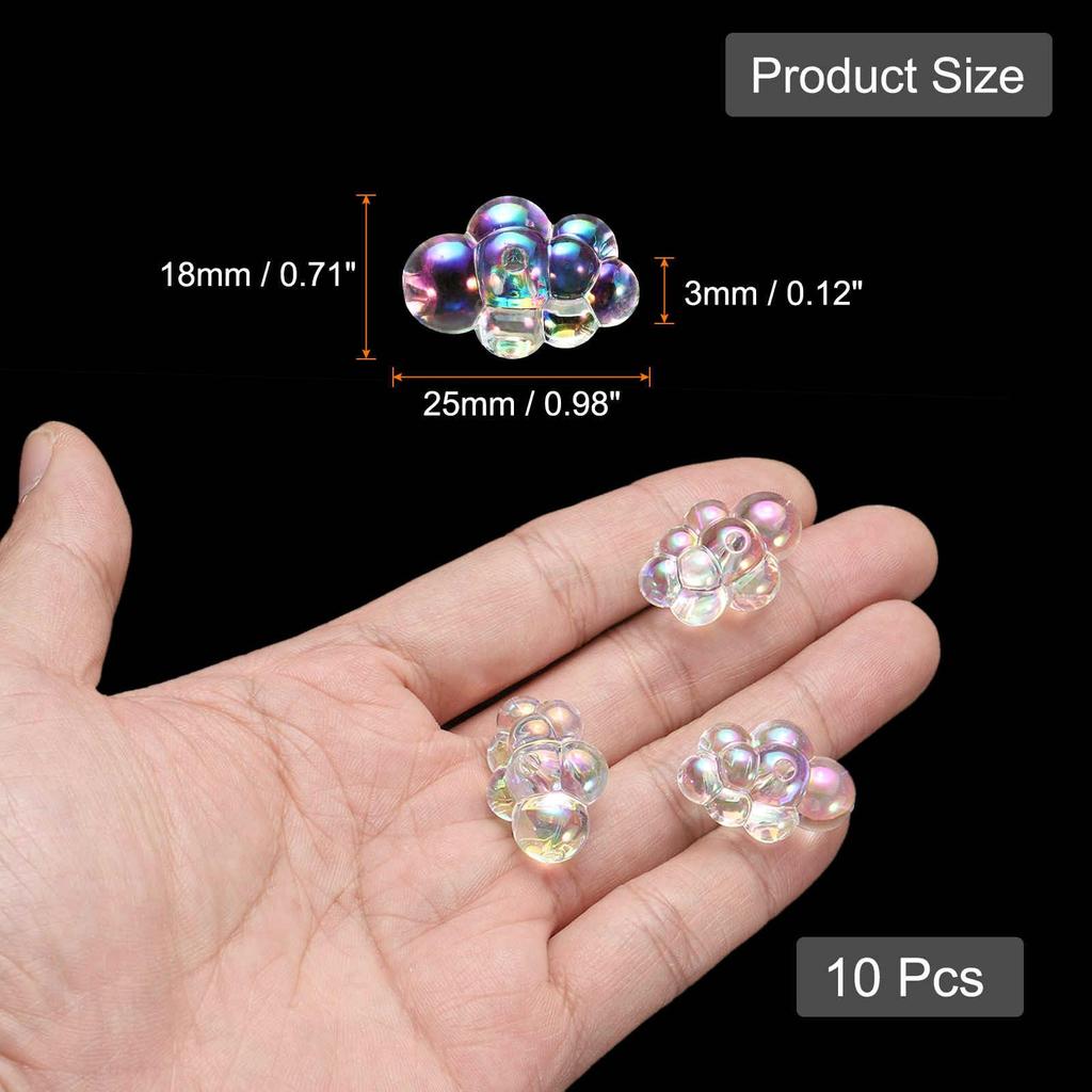 CoCud Miniature Dollhouse Bubble Cluster, 1:16 Scale Acrylic Rainbow Clear Bubbles - (Use for DIY Crafts, Fairy Beach Decorations) Pack of 10