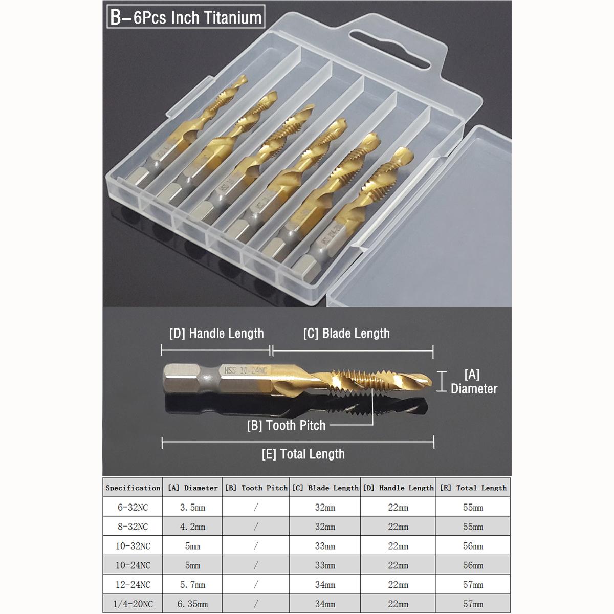 

Набор винтовых метчиков M3/4/5/6/8/10, шестигранный спиральный метчик, сверло с зенковкой, развертка, титановые инструменты для нарезания фаски из мягкого металла
