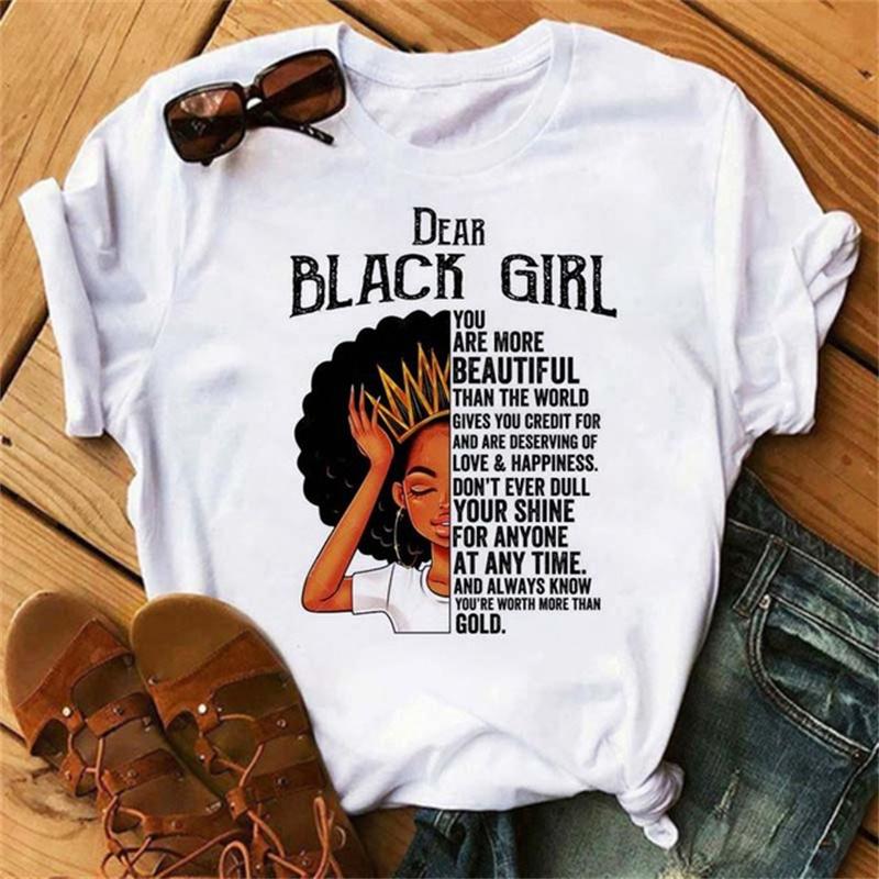 African Fashion Girls Print Women T-Shirts Short Sleeve Y2K Tops 90S Harajuku Graphic T Shirt Summer Clothing Casual Loose Tee