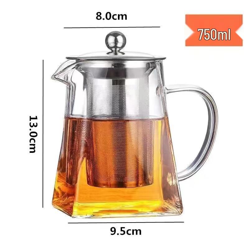 TLAKEHO 750ml Borosilicate Glass Teapot with Stainless Steel Infuser