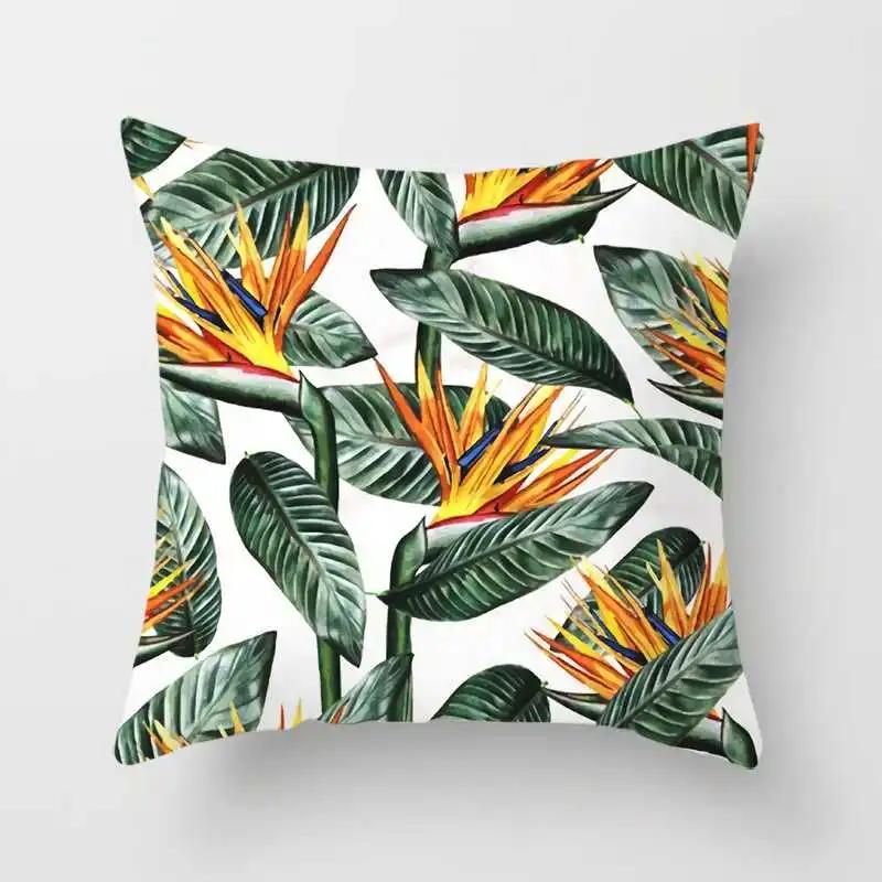 Tropical Plants Cactus Monstera Summer Decorative Throw Pillows Cushion Cover Palm Leaf Green Home Decor Pillowcase