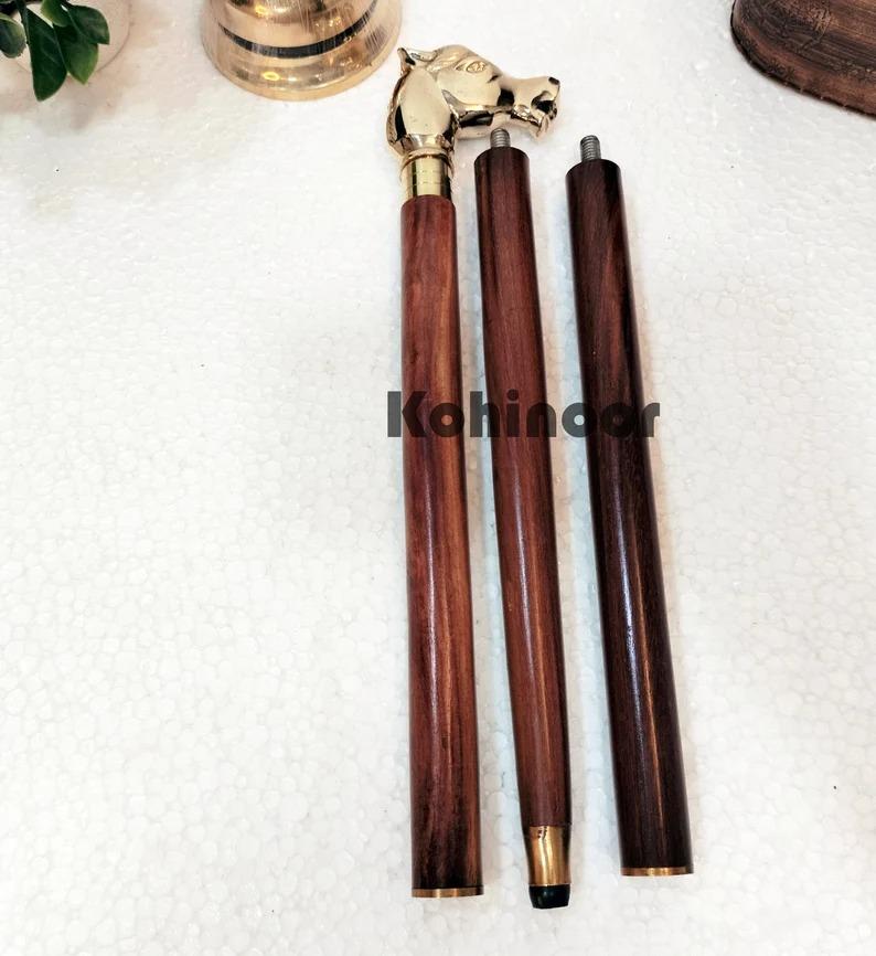 Walking Cane: Solid Brass Horse Head Handle, Foldable