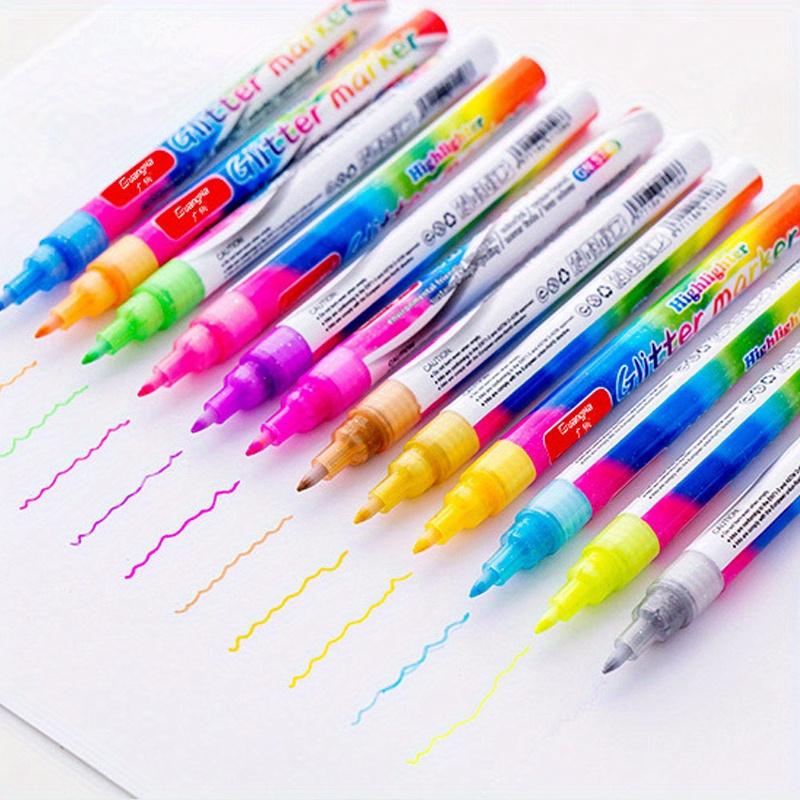 Markierstift in 12 Farben zum Hervorheben, neues Squiggles-Shimmer-Marker-Set, für Kunst, Zeichnen, Kritzeln, Kartenherstellung, Weihnachtsgrußkarten, Basteln