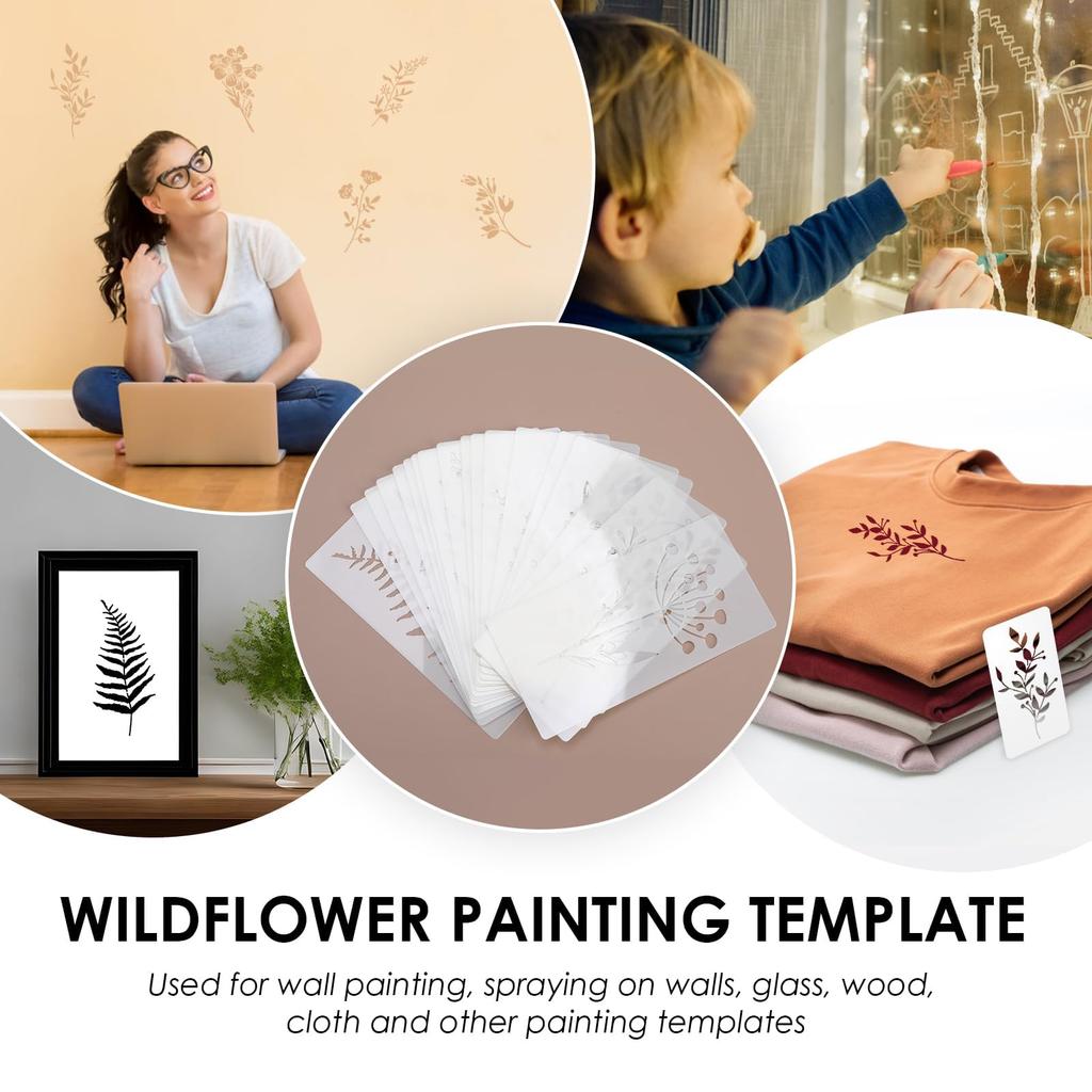 Wildblumen Schablonen Blume Blatt Malerei Schablonen Wiederverwendbar DIY Bastel Schablone zum Malen auf Holz Wand Tür Leinwand Heimdekoration