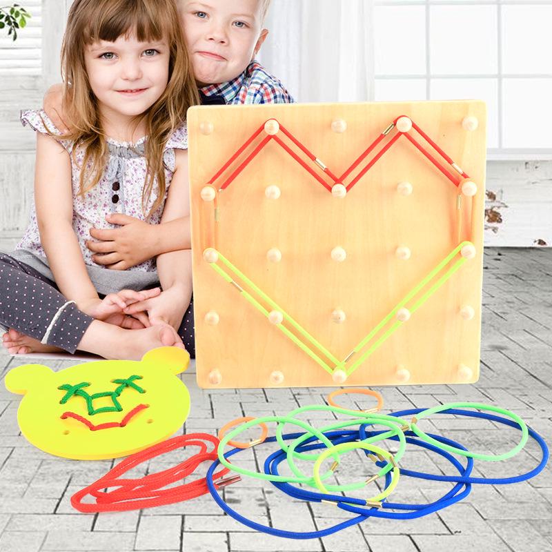 

Rubber Band Modeling Lacing Board Educational Toy for 1-3 Years Old