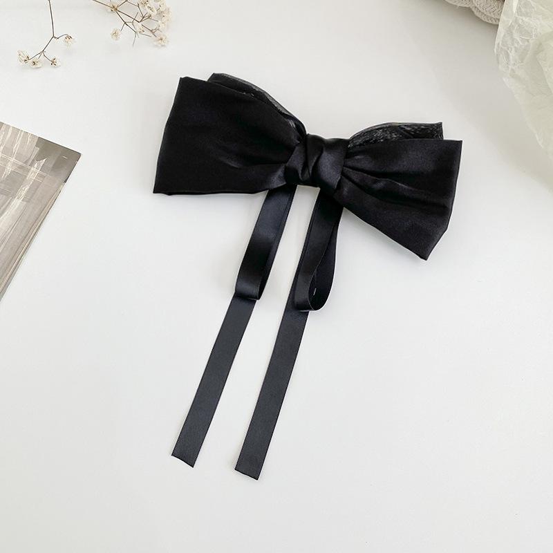 New Black Large Bow Ribbon Hair Clip for Women's Fashion Temperament Coil Hair Spring Clip Girl Hair Accessories