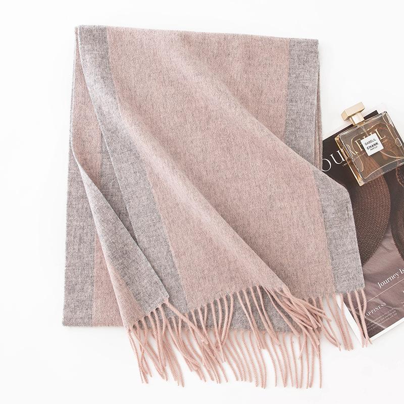 Wool Scarf Autumn and Winter Double Sided Solid Color Scarf Women's Thickened Warm Shawl Simple Tassel Versatile Scarf