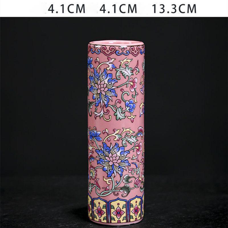 Enamel Flower Vase Decoration New Chinese Retro TV Cabinet Decoration Ceramic Minimalist Chinese Flower Arrangement Vase ZF517