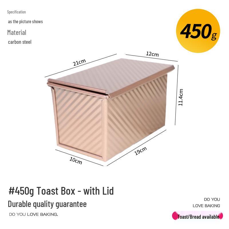 450g Non-Stick Golden Ripple Hokkaido Bread Toast Box with Lid for Commercial/Household Use