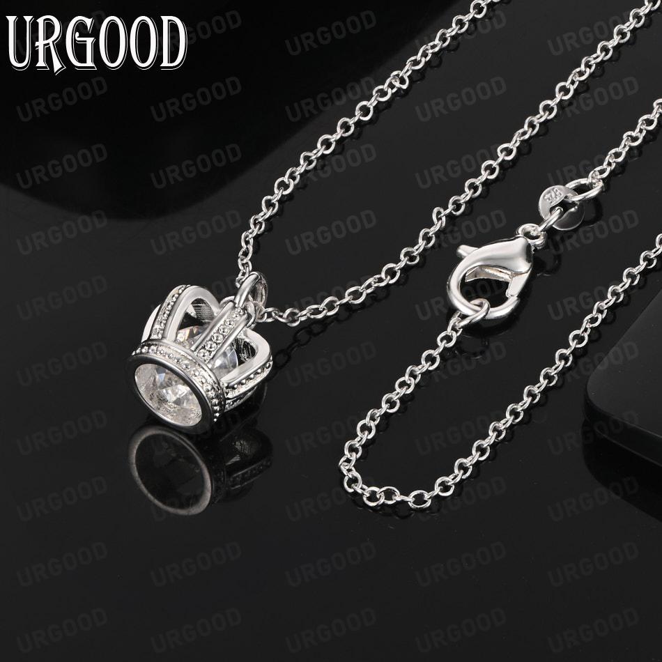 925 Sterling Silver Exquisite Crown AAA Zircon Necklace - Stylish Wedding Jewelry 45cm