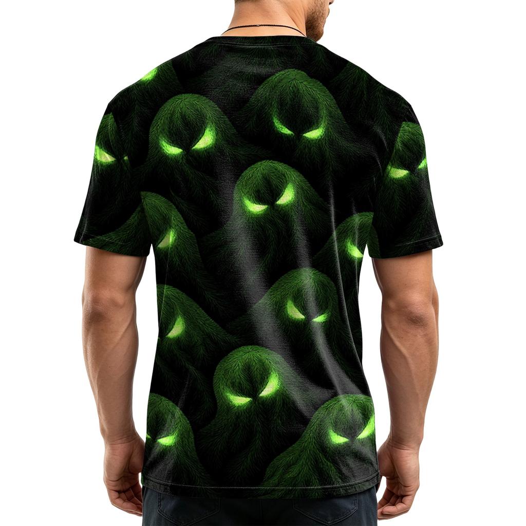Men’s Casual Printed Crew Neck Lightweight Breathable Short Sleeve Shirt Halloween Themed Graphic Top Comfortable Fit