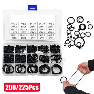 200Pcs O-ring Rubber Gaskets Seal Ring Set Nitrile Rubber High Pressure O-Rings NBR Sealing Elastic Band O Rubber Rings Set