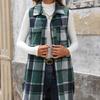Women's Fashion Trend Vests for Autumn and Winter Contrasting Stripes Checkered Button Up Sleeveless Cardigans