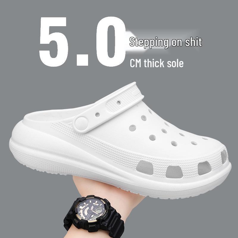 Men's Casual Cross-Border Beach Shoes: Thick-Soled, Closed-Toe, Convertible Sandals & Slippers for Couples.