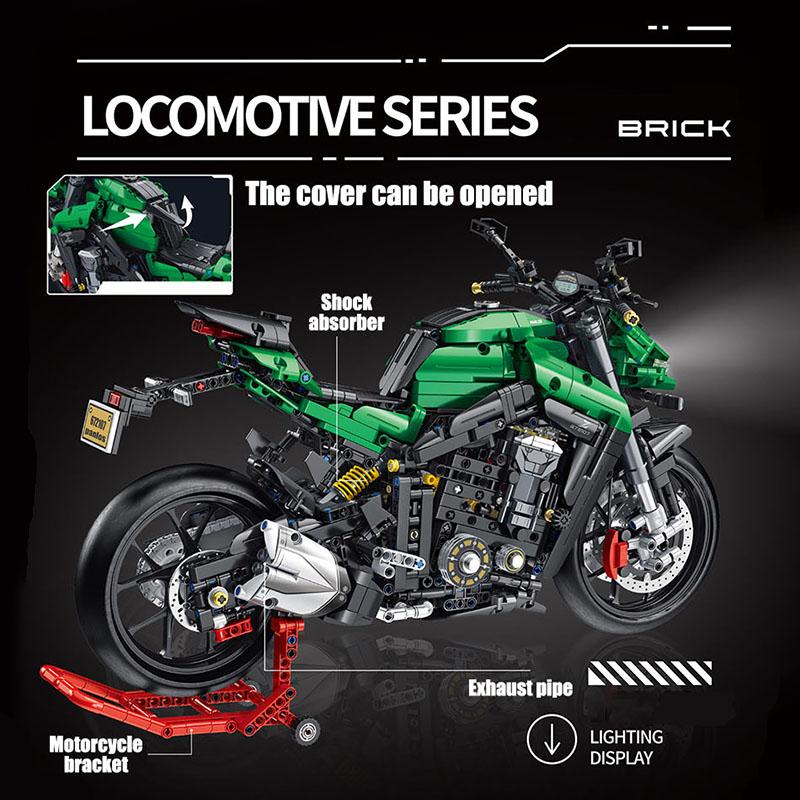 Technical MOC Kawasakied Z1000 Motorcycle Model Building Blocks City DIY Motorbike Racing Car Bricks Toys For Children Boy Gifts