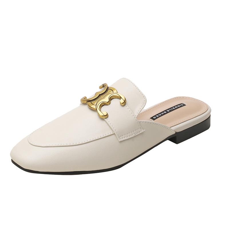 Genuine Leather British Style Muller Shoes Women's Summer 2025 New Shopping Mall with the Same Bag Head Retro Ins Wear Half Slippers