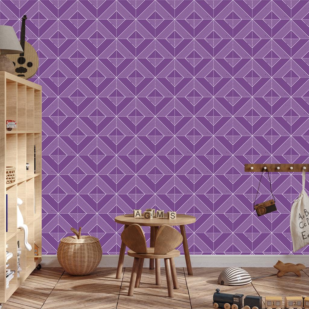 Geometric rhombus wallpaper, purple background, purple center, 50x1000