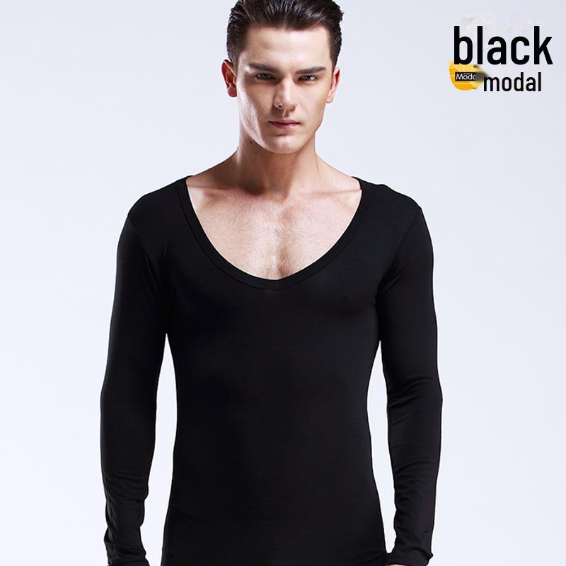 Herren Slim Fit Langarm V-Ausschnitt Baselayer Shirt - Unifarben, Leichtgewicht für Herbst & Winter