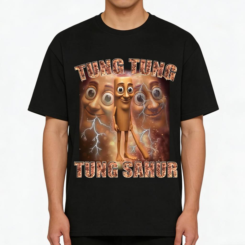 Funny Tung Tung Sahur Tshirt 3D Printed Short Sleeve Tops Summer Casual Crew Neck T Shirts Boys Tees Trend Cool Unisex Clothes