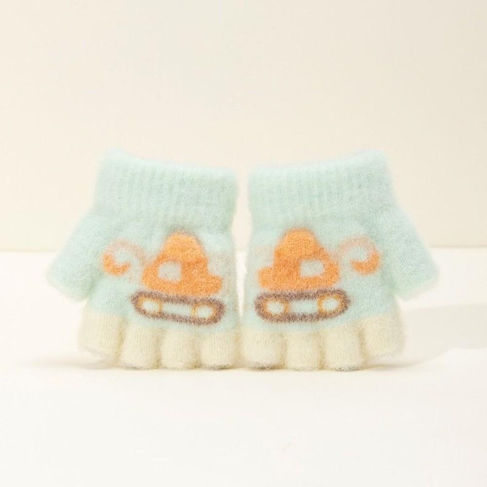 

Cute Cartoon Half-finger Mitten Cold Proof Warm Gloves Fashion Children s Gloves Autumn Winter світло-синій колір