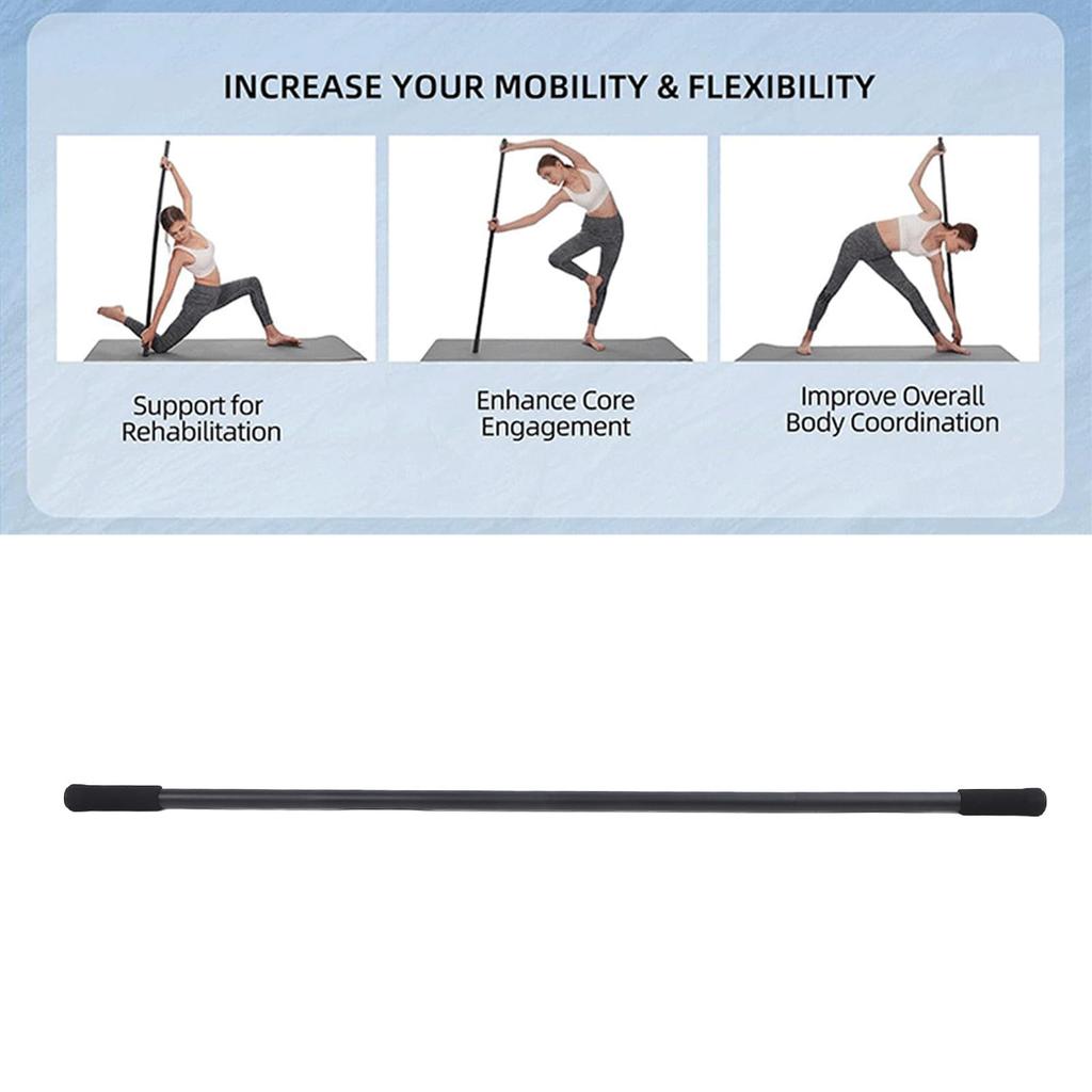 Yoga Stick, 60-inch Adjustable Stretching Stick for Mobility, Flexibility, and Balance, Heavy-Duty Steel Versatile Exercise Stick with 4 Steel Rods an