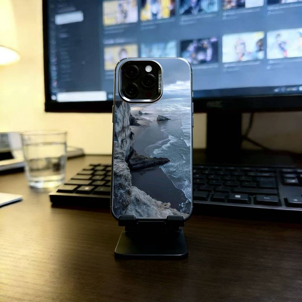 Marine landscape Phone Case For iPhone 17,16,15,14,13,12,11 Plus,Pro Max,XS,Colorful Silver Phone case Funda Cover