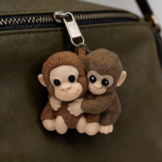 Bedroom Tabletop Decor 3D Printed Monkey Keychain Cute Holding Plush Toy Hanging Backpack Charm for Car Keys Gift Kids Adults Lightweight