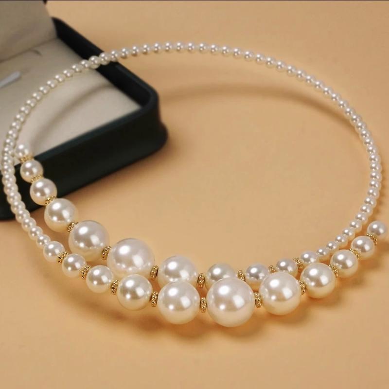 1Pcs Retro Collar Jewelry European And American Exaggerated Imitation Pearl Bead Collarbone Neck Chain Women'S Sexy Necklace