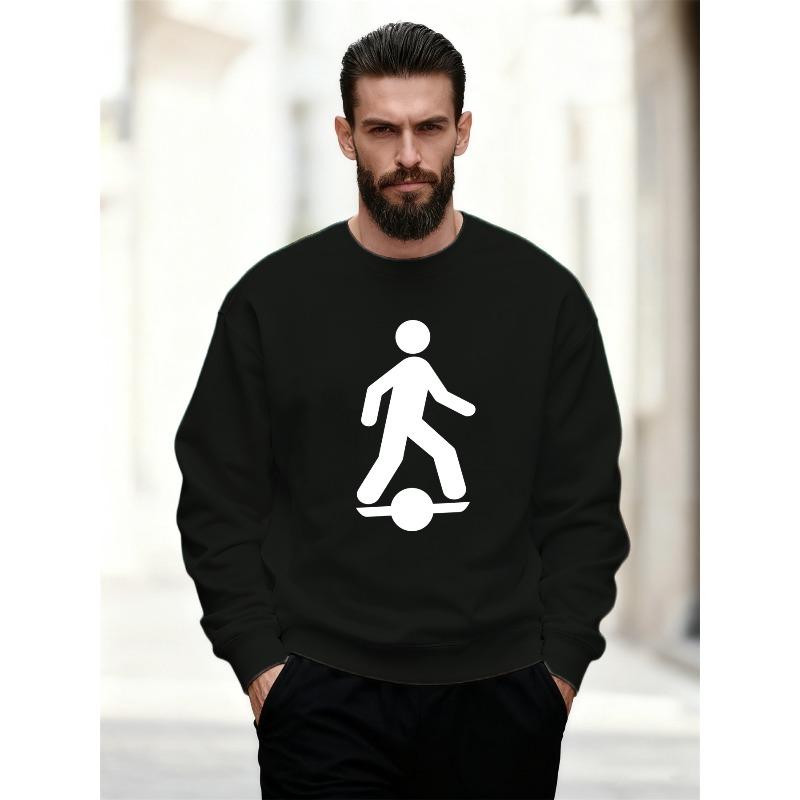 Men'S Casual Round-Neck Sweatshirt with A Ball Pattern