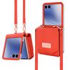 For Samsung Galaxy Z Flip7 5G Case Card Bag Kickstand PU Leather PC Phone Cover with Strap