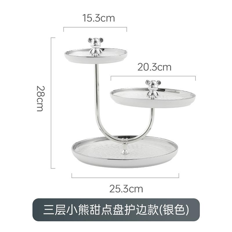 Three Layer Bear Fruit Plate Creative Candy Snack Dessert Plate Wedding Party Cake Display Rack Home Kitchen Ceramic Tableware