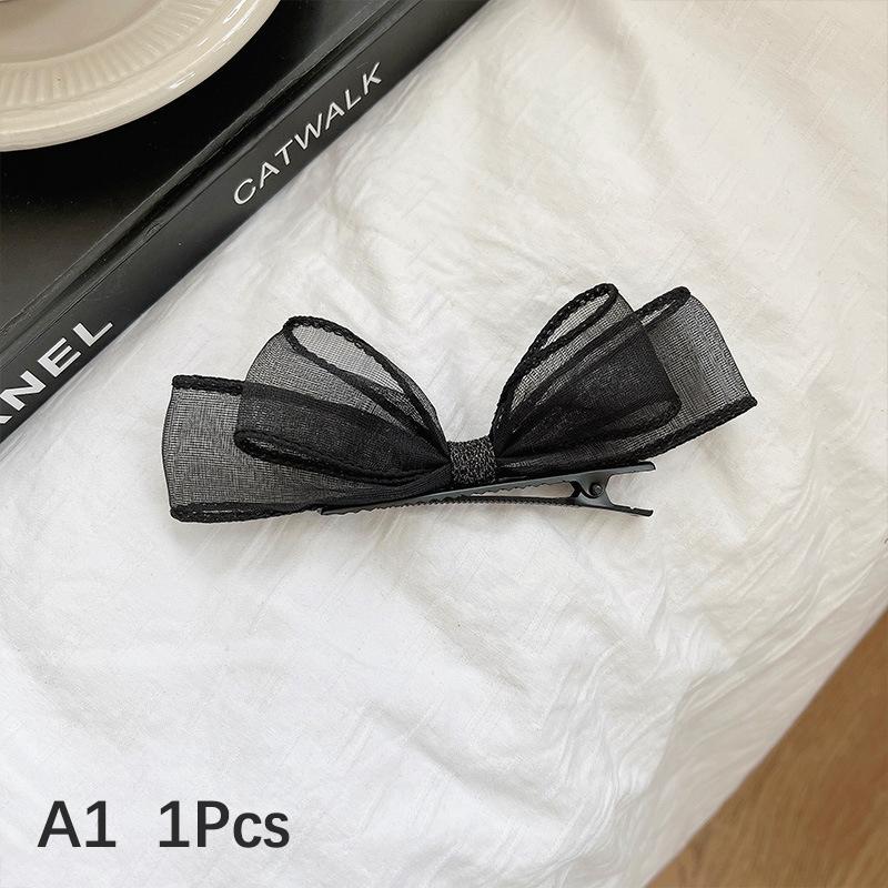 Black Lace Double-Layer Mesh Bow Hairpin For Women Girl  Hair Accessories