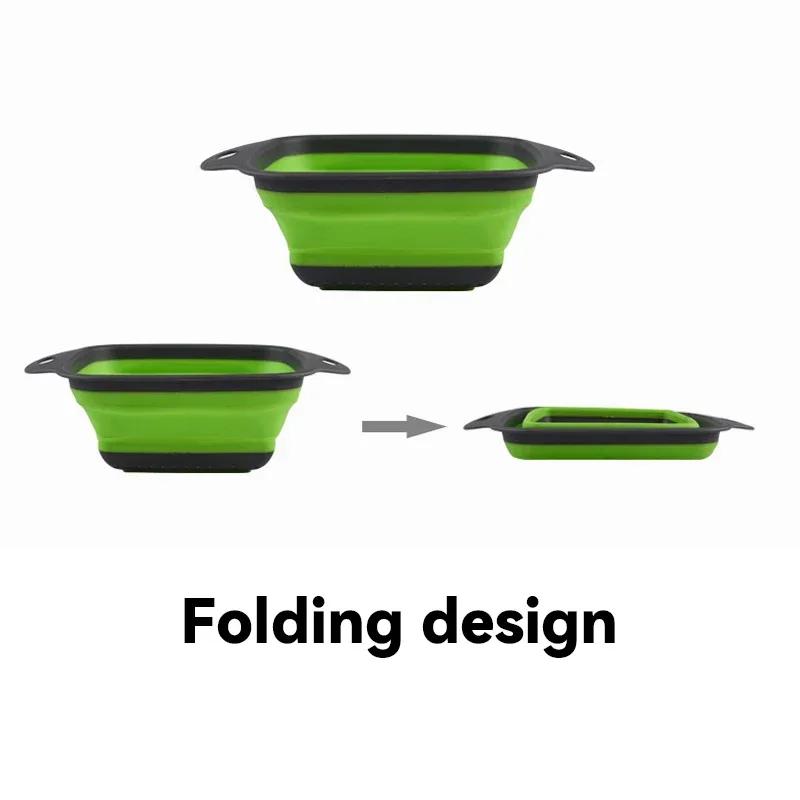 1Pcs Silicone Folding Drainer Basket Fruit Vegetable Foldable Colander Kitchen Strainer for Food Pasta Kitchenware Drain Device